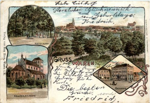 Gruss aus Waren - Litho
