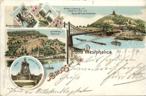Gruss aus Porta Westphalica - Litho