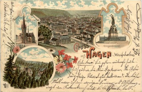 Gruss aus Hagen - Litho