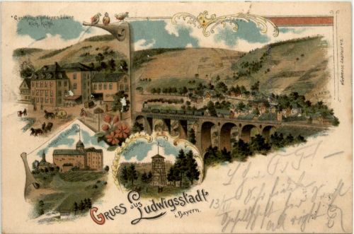 Gruss aus Ludwigsstadt in Bayern - Litho