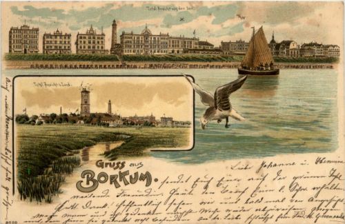 Gruss aus Borkum - Litho