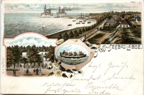 Gruss aus Seebad Laboe - Litho