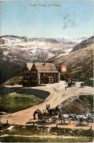 Hotel Furka mit postkutsche