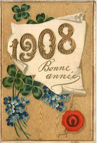 Neujahr - Prägekarte - Jahreszahl 1908