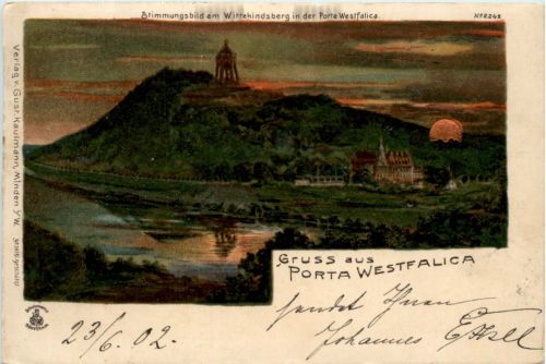 Gruss aus Porta Westfalica - Litho