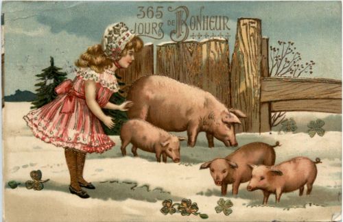 Glückwunsch - Schweine - Prägekarte