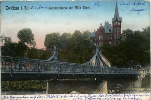 Zwickau - Paradiesbrücke mit Villa Ebert