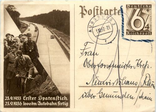 Autobahn - Erster Spatenstich - Adolf Hitler - Ganzsache
