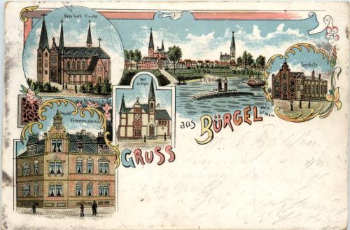 Offenbach - Gruss aus Bürgel - Litho