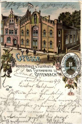 Offenbach - Vereinshaus und Turnhalle des Turnvereins - Litho