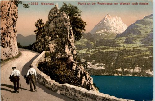 Walensee, Partie an der Poststrasse von Weesen nach Amden