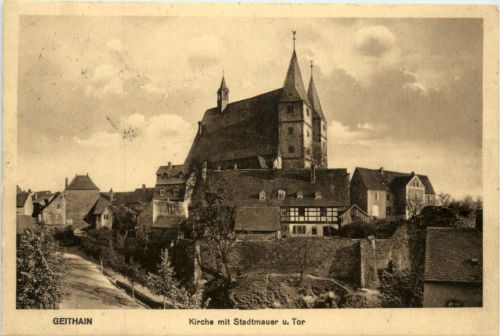 Geithain, Kirche mit Stadtmauer u.Tor