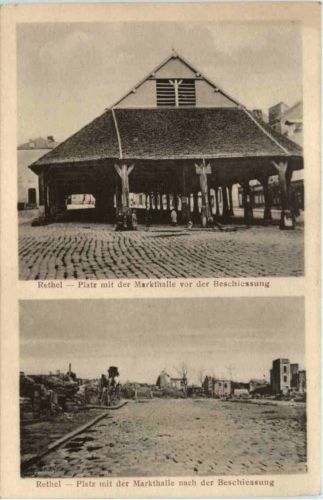 Rethel - Platz mit der Markthalle - Feldpost Grosses Hauptquartier