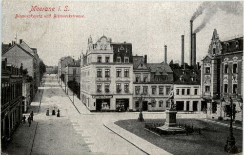 Meerane - Bismarckplatz und Bismarckstrasse