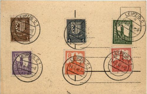 Sowjetische Besatzung Satz Freimarken Abschiedsserie Leipzig Michel 150-55