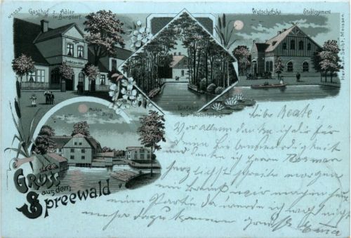 Gruss aus dem Spreewald - Burg - Litho