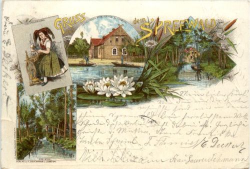 Gruss aus dem Spreewald - Lübbenau - Litho