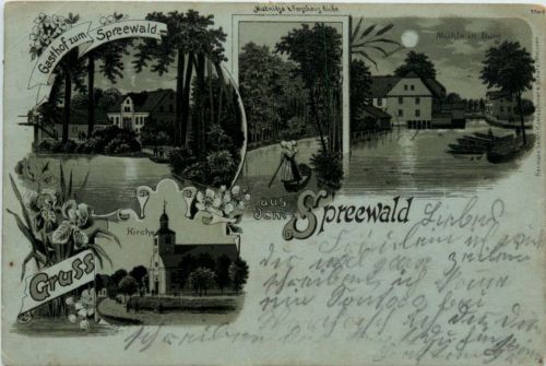 Gruss aus dem Spreewald - Burg - Litho