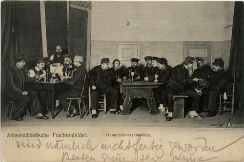Altwendländische Trachtenbilder - Gemeindeversammlung