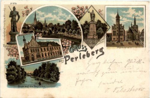 Gruss aus Perleberg - Litho
