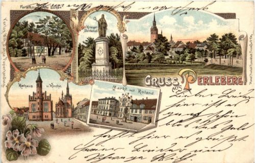 Gruss aus Perleberg - Litho