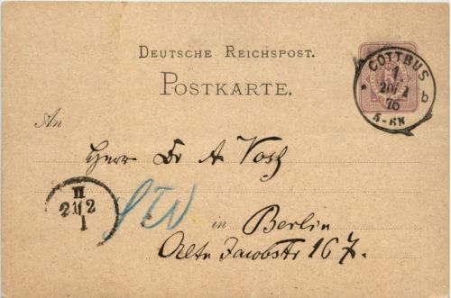 Cottbus - Ganzsache 1876