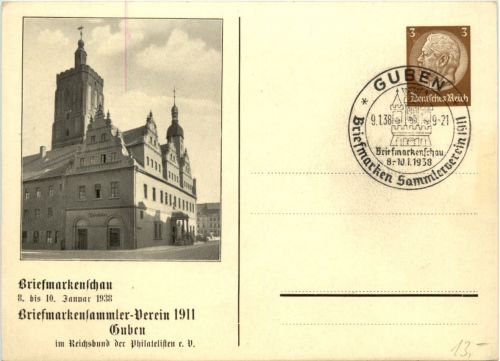 Guben - Briefmarkenschau 1938 - Ganzsache