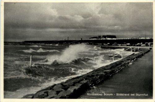 Nordseebad Büsum - Südstrand bei Sturmflut