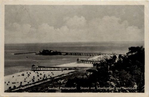 Seebad Heringsdorf, Strand mit Schwimmbad und seebrücke