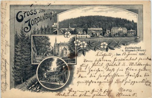 Gruss aus Jordanbad bei Biberach - Litho 1896