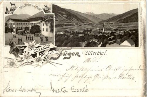 Gruss aus Fügen im Zillerthal - Litho