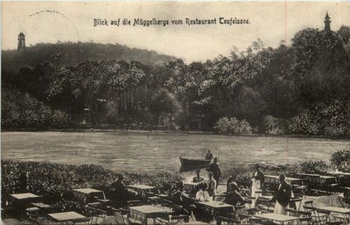 Blick auf die Müggelberge vom Restaurant Teufelssee
