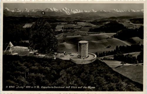 Lueg, Kavallerie-Denkmal mit Blick auf die Alpen