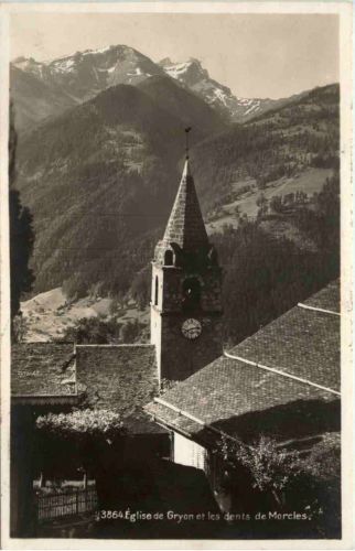 Eglise de Gryon et les dents de Morcles