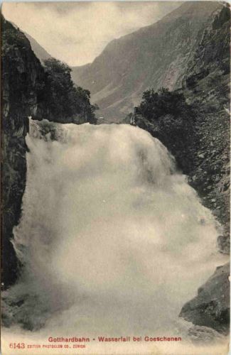 Gotthardbahn, Wasserfall bei Göschenen