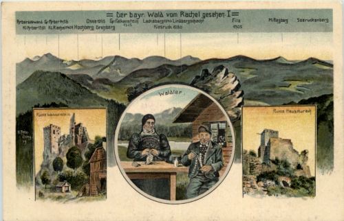 Regen - Bayr. Wald vom Rachel aus - Künstler-AK Eugen Felle