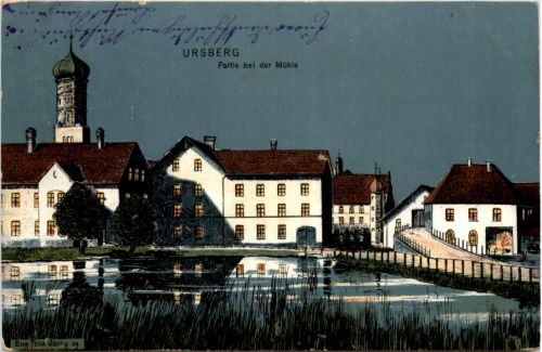 Ursberg - Partie an der Mühle - Künstler-AK Eugen Felle
