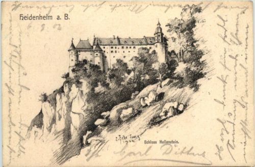 Heidenheim a. B. Schloss Hellenstein - Künstler-AK Eugen Felle