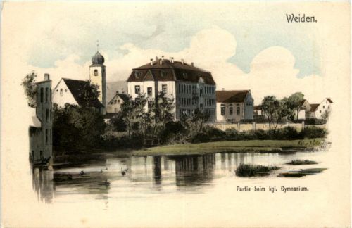 Weiden - Partie beim Gymnasium - Künstler-AK Eugen Felle