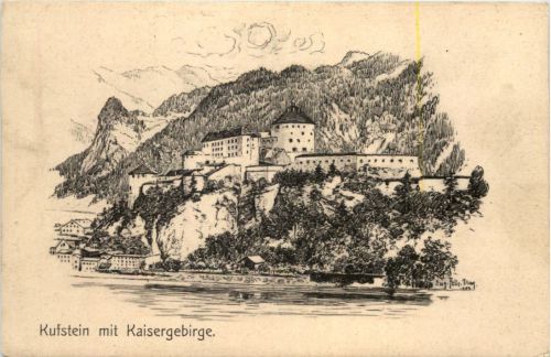 Kufstein mit Kaisergebirge - Künstler-AK Eugen Felle