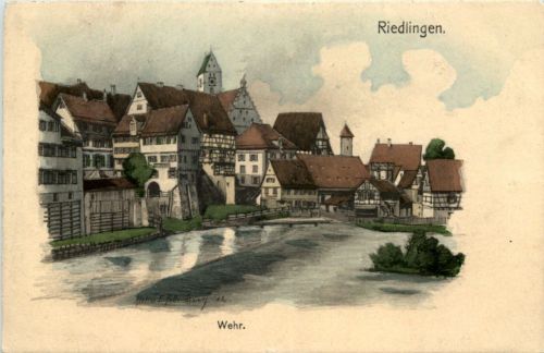 Riedlingen - Wehr - Künstler-AK Eugen Felle