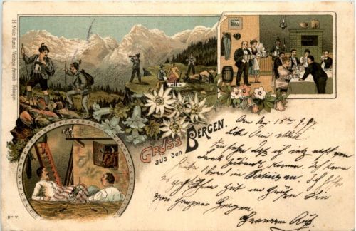 Gruss aus den Bergen - Litho - Künstler-AK Eugen Felle