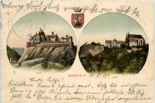 Mansfeld Einst und Jetzt - Künstler-AK Eugen Felle