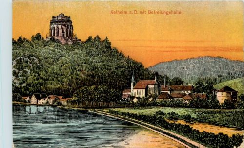 Kelheim mit Befreiungshalle - Künstler-AK Eugen Felle