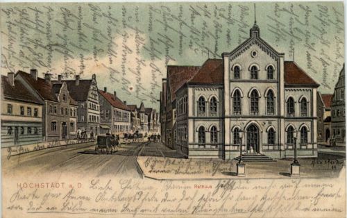 Höchstädt - Rathausus - Künstler-AK Eugen Felle