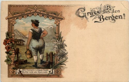 Gruss aus den Bergen - Litho - Künstler-AK Eugen Felle