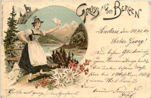 Gruss aus den Bergen - Litho - Künstler-AK Eugen Felle