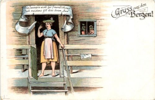 Gruss aus den Bergen - Litho - Künstler-AK Eugen Felle