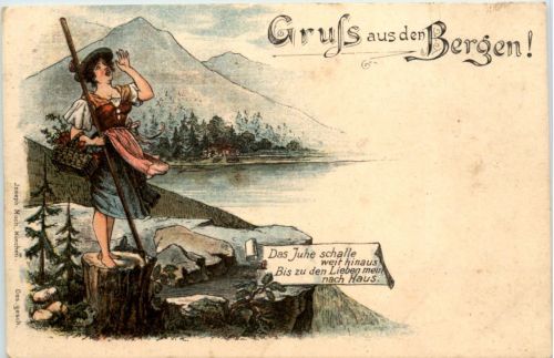 Gruss aus den Bergen - Litho - Künstler-AK Eugen Felle