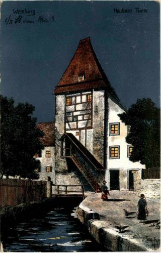 Wemding - Heubach Turm - Künstler-AK Eugen Felle